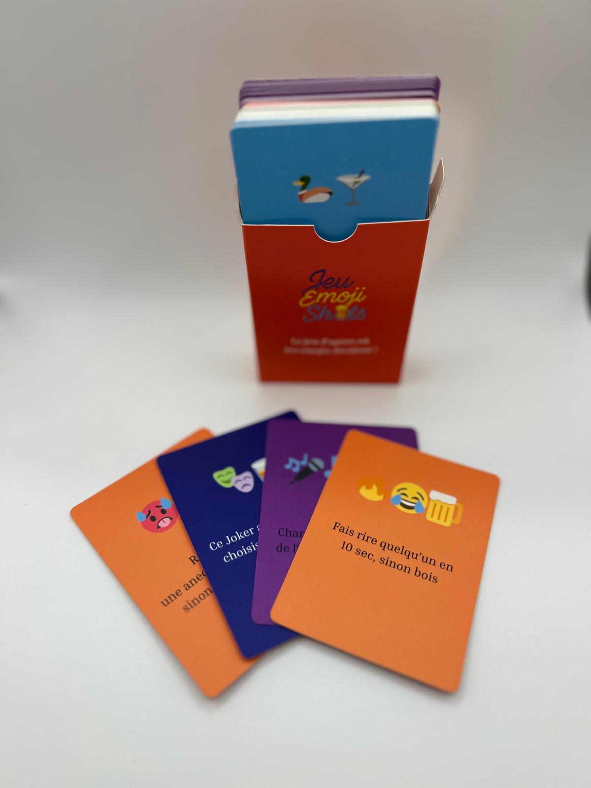 Cartes du jeu Emoji Shots avec défis funs et emojis – tire une carte, relève ton défi ou bois ton shot 🍻